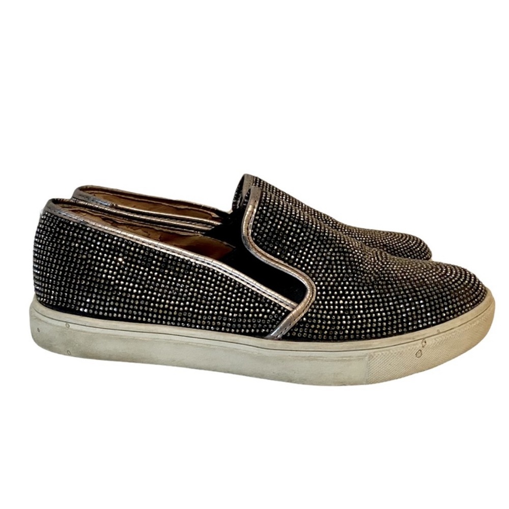 Steve Madden Silver Beaded Sparkle Slip-On Sneakers Size 7.5B Bling